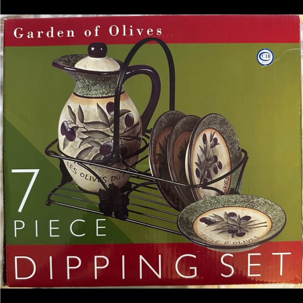7-Piece Dipping Set - Green and Cream